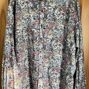 Robert Graham Floral Gray Stretch Cotton Shirt 4XLT